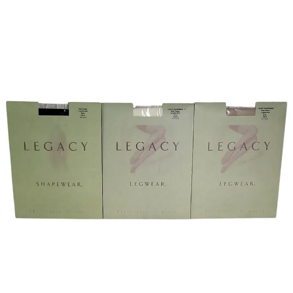 Legacy Legwear 3 Body Shaper Longline Brief Legwear Nude/Black/Ivory Size B NEW